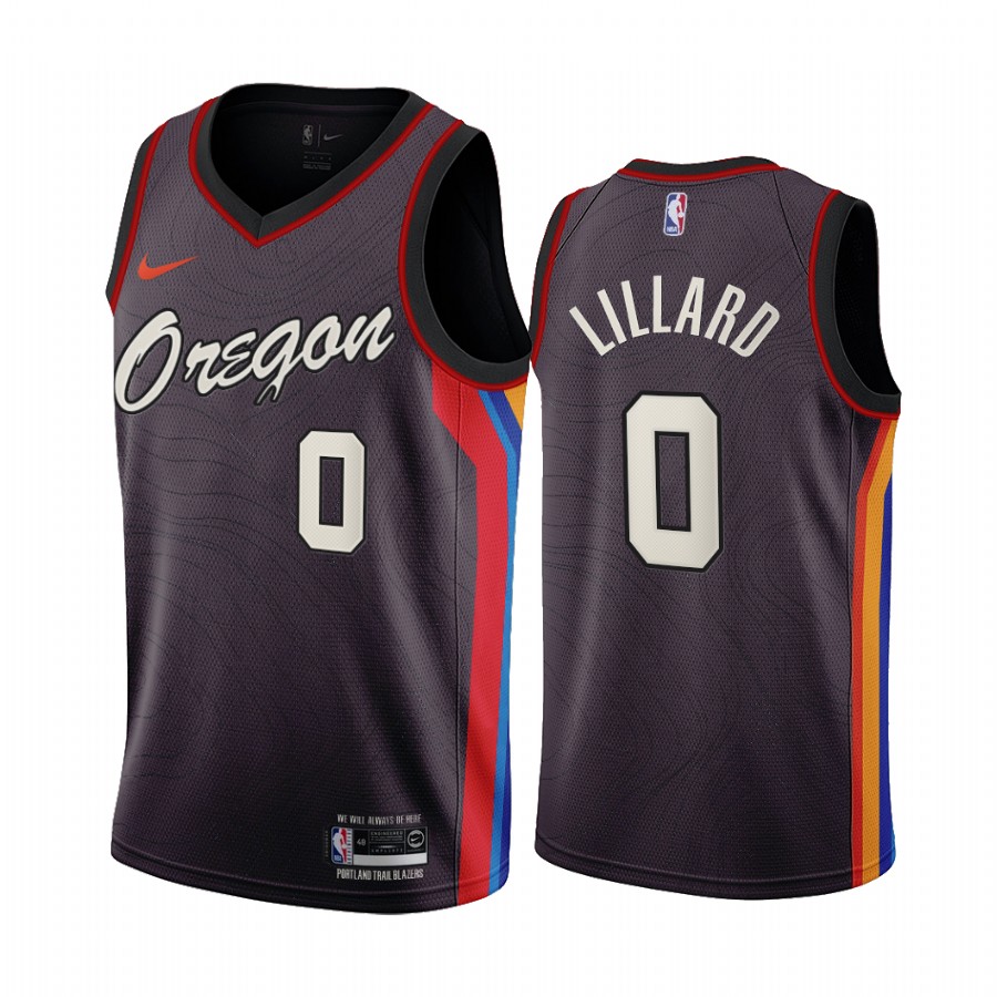 Men's Portland Trail Blazers #0 Damian Lillard 2020-21 Coffee NBA City Edition Stitched Jersey